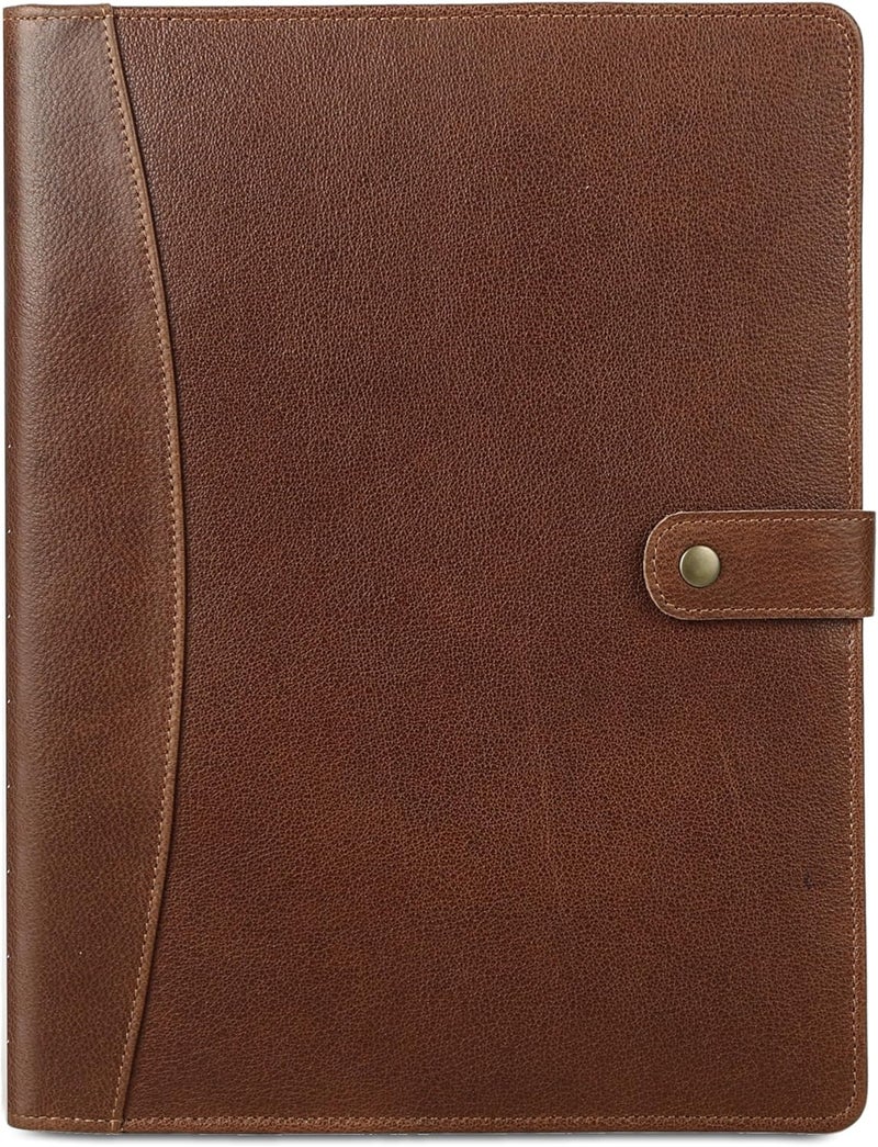KomalC Leather Portfolio Folder with Button Closure | Business Padfolio for Professionals | Vintage Organizer with Legal Pad Holder, Card Slots & Document Pockets - Image 2